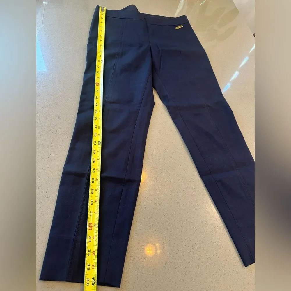 Tory Burch Women's Navy Blue Slit Hem Cotton Blend Pants Size 4